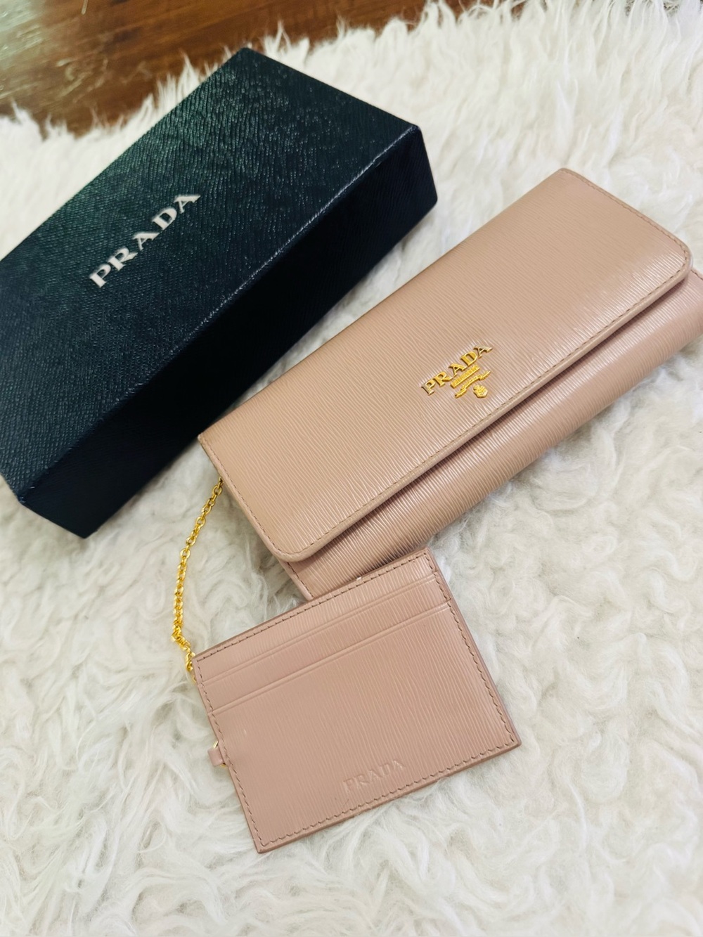 Prada Blush Pink Saffiano Long Wallet with Cardholder